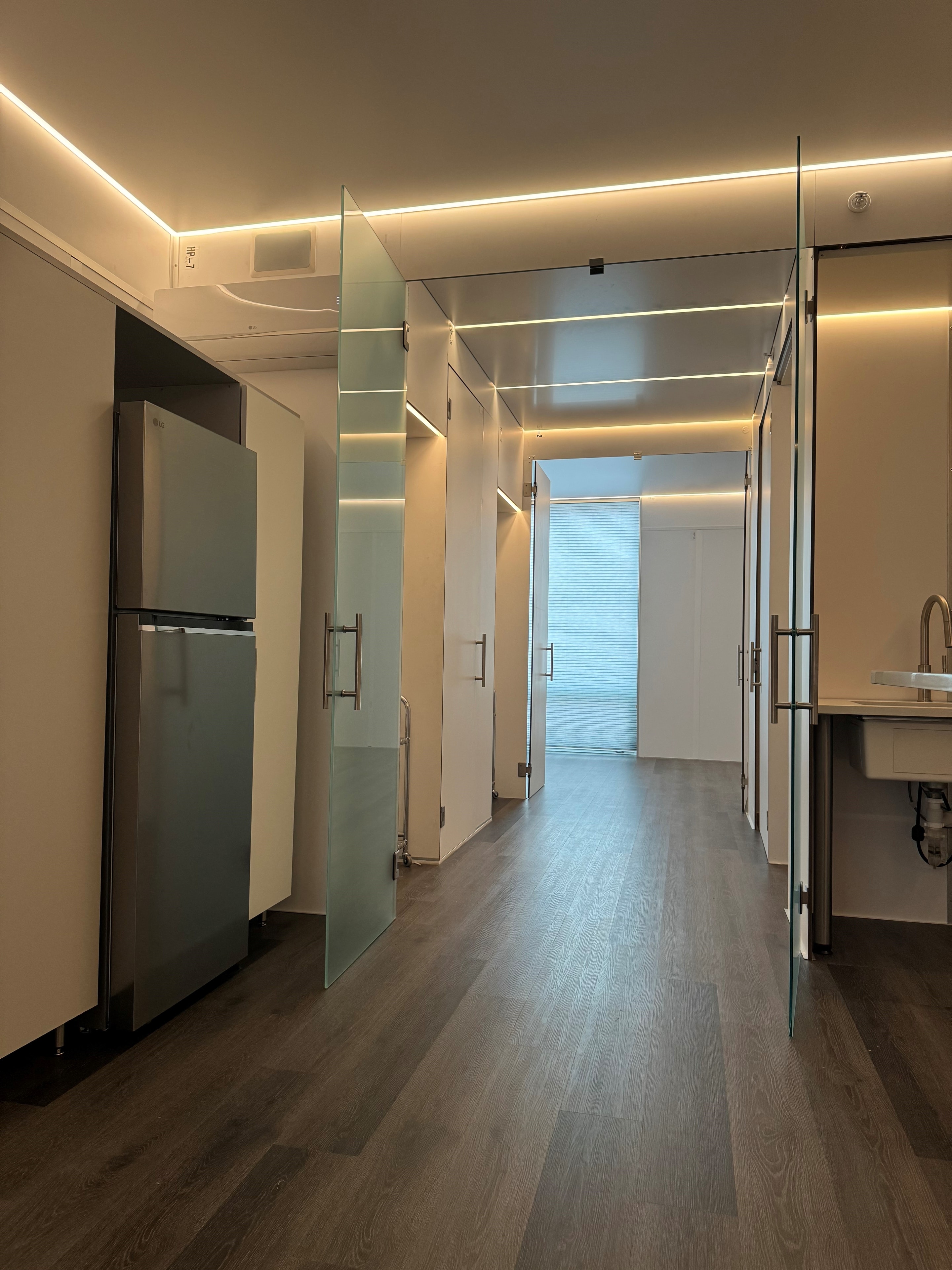Warm LED cove lighting fully color selectable, and dimmable.